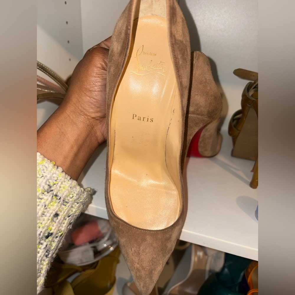 Christian Louboutin Tan Suede Heels